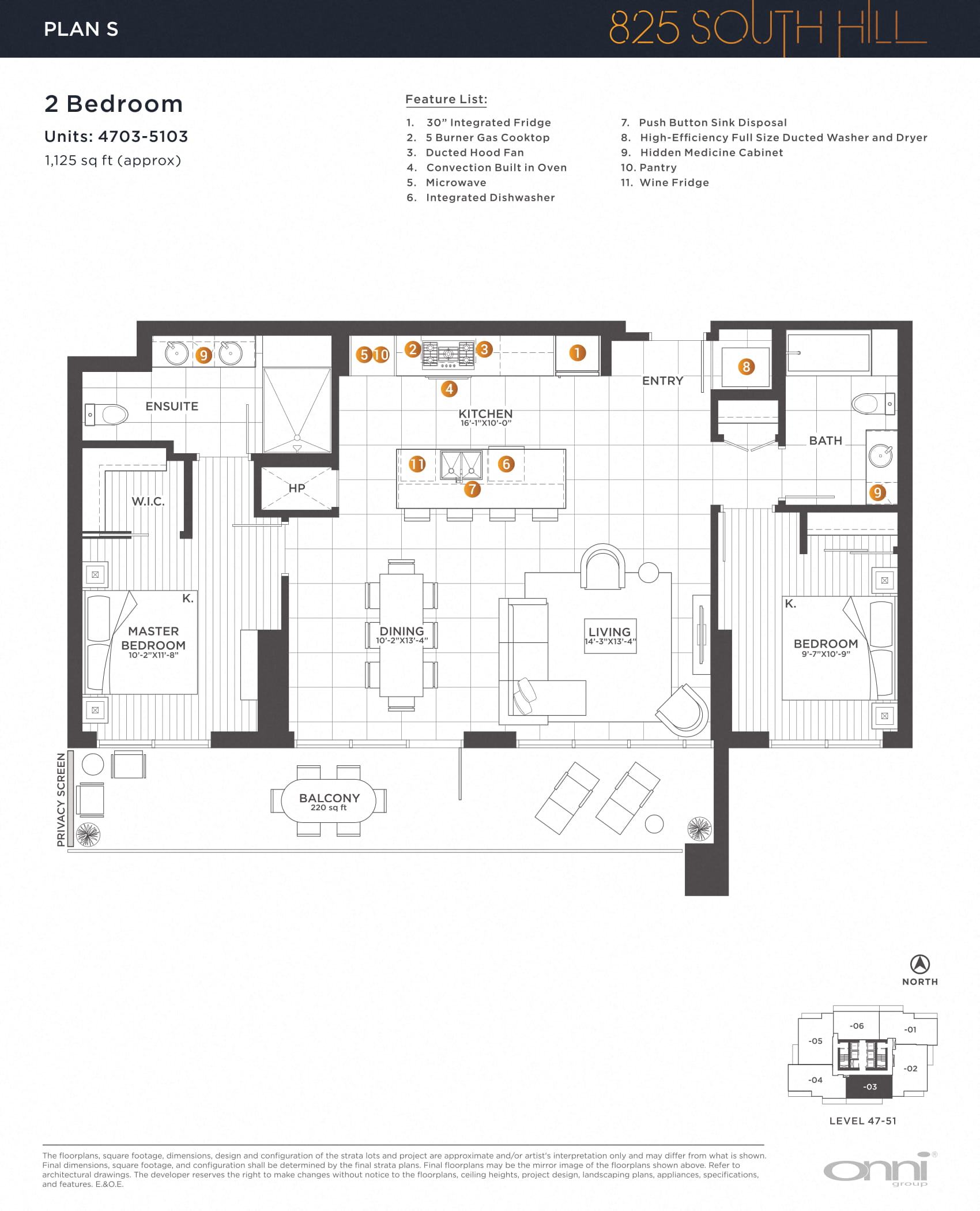 Floor plan for 2 beds, 2 baths, 1125 sqft